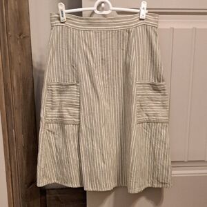 Mata Traders Tan Cream Midi A-Line Skirt